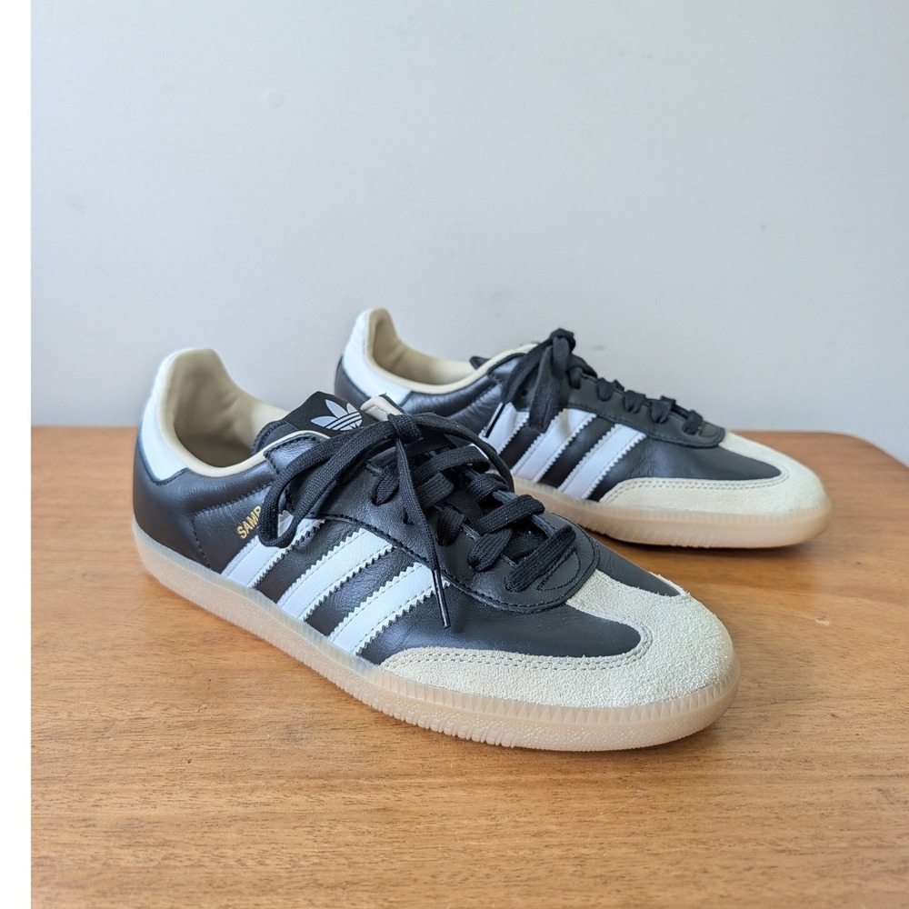 Adidas Samba OG Black White Gum Leather Sneakers B75807 Mens 9 US